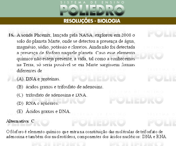 Questão 16 - Conhecimentos Gerais - UNIFESP 2009