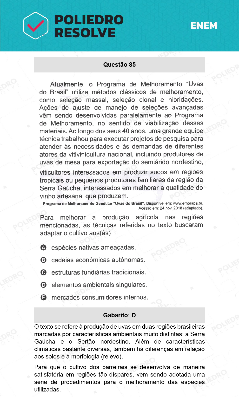 Questão 85 - 1º Dia - Prova Branca - ENEM 2021