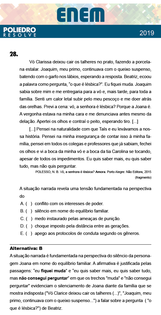 Questão 28 - 1º Dia - Prova BRANCA - ENEM 2018