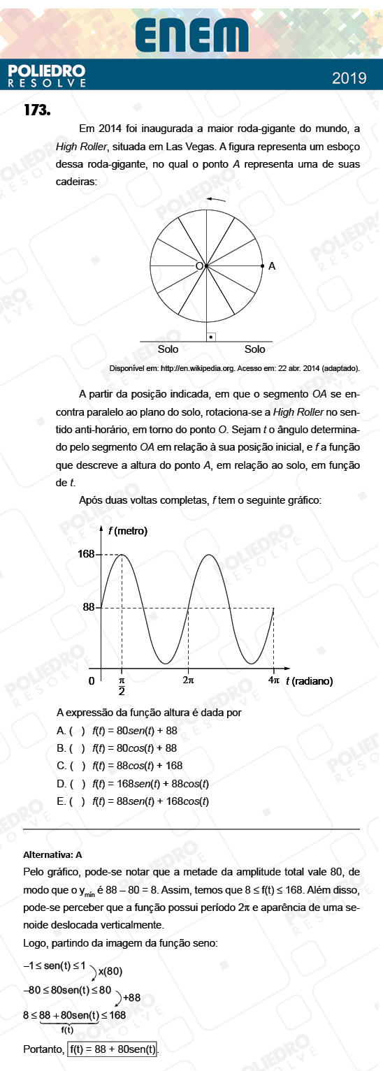 Questão 173 - 2º Dia - Prova CINZA - ENEM 2018