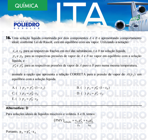 Questão 16 - Química - ITA 2013