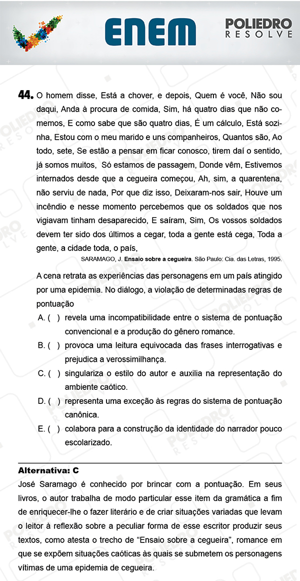 Questão 44 - 1º Dia (PROVA AZUL) - ENEM 2017