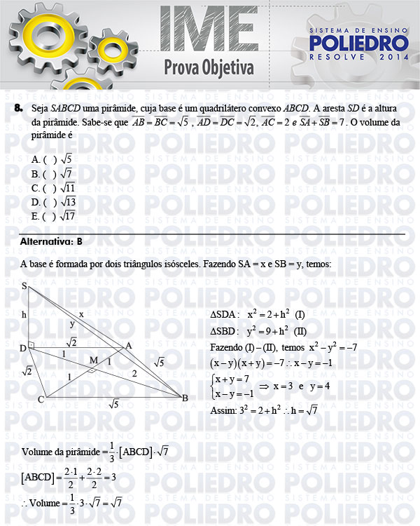 Questão 8 - Objetiva - IME 2014