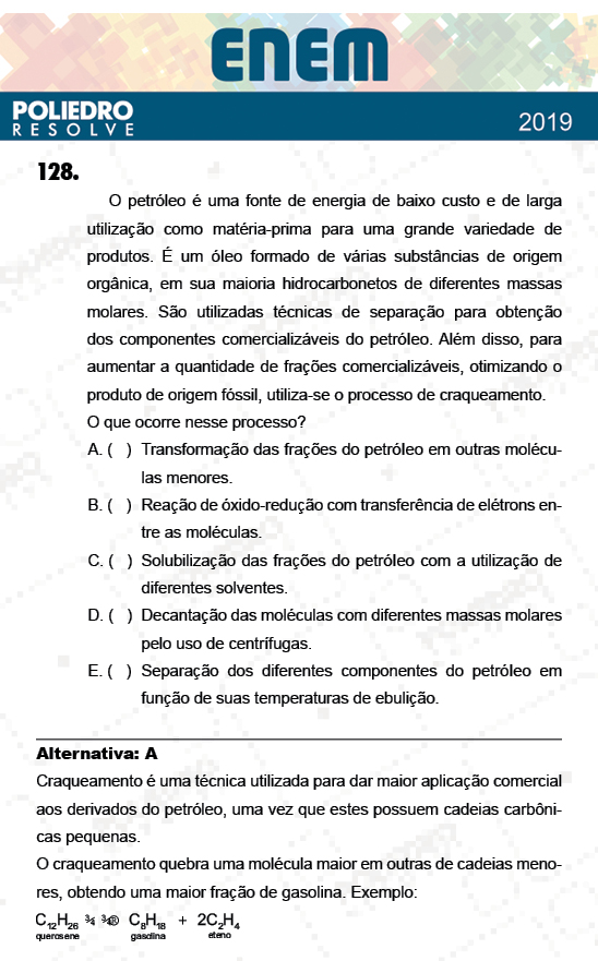 Questão 128 - 2º Dia - Prova CINZA - ENEM 2018