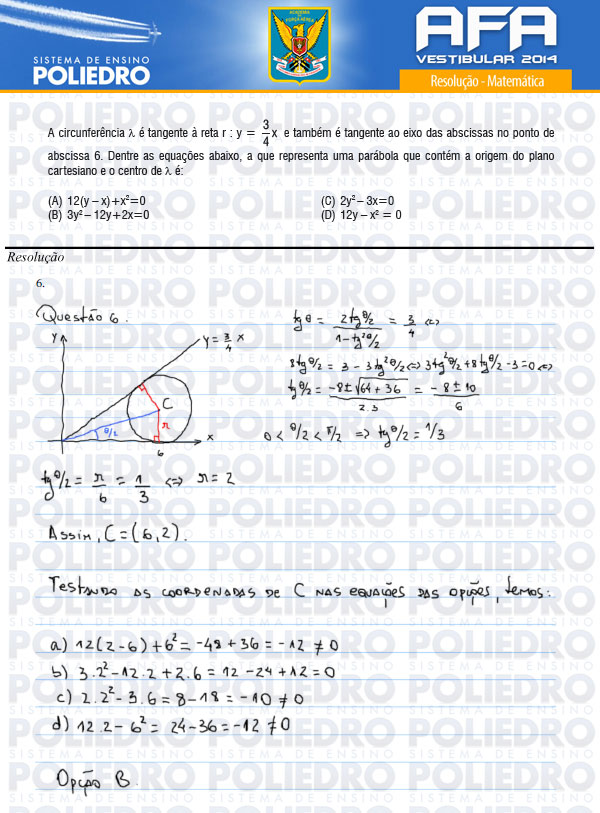 Questão 6 - Prova Modelo B - AFA 2014