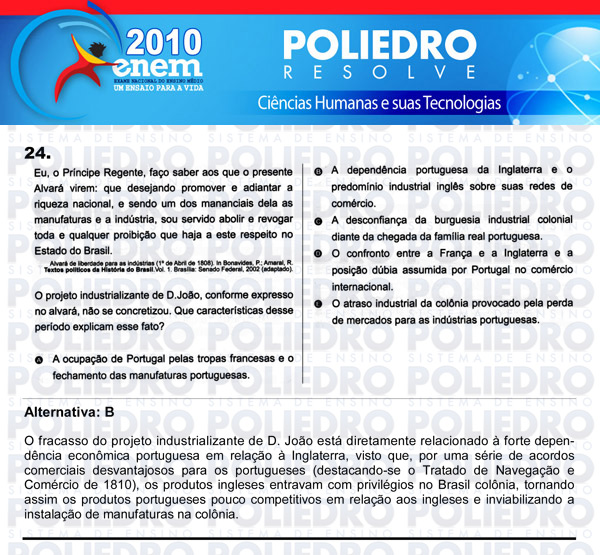 Questão 24 - Sábado (Prova azul) - ENEM 2010