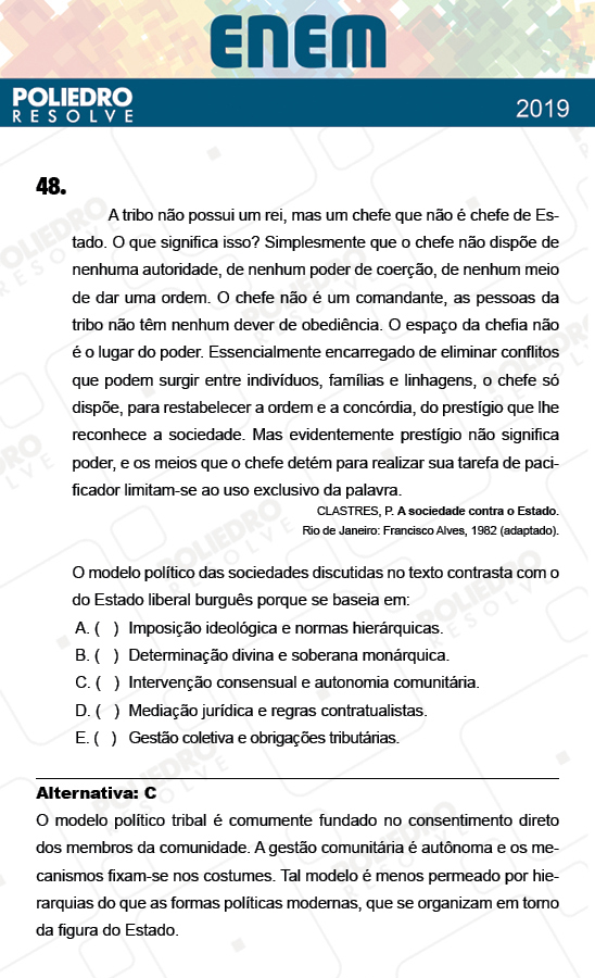 Questão 48 - 1º Dia - Prova AZUL - ENEM 2018