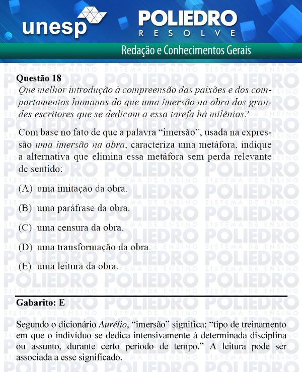 Questão 18 - 1ª Fase - UNESP 2012