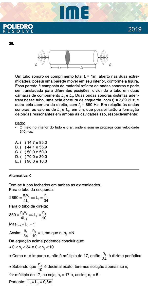 Questão 30 - 1ª Fase - IME 2019