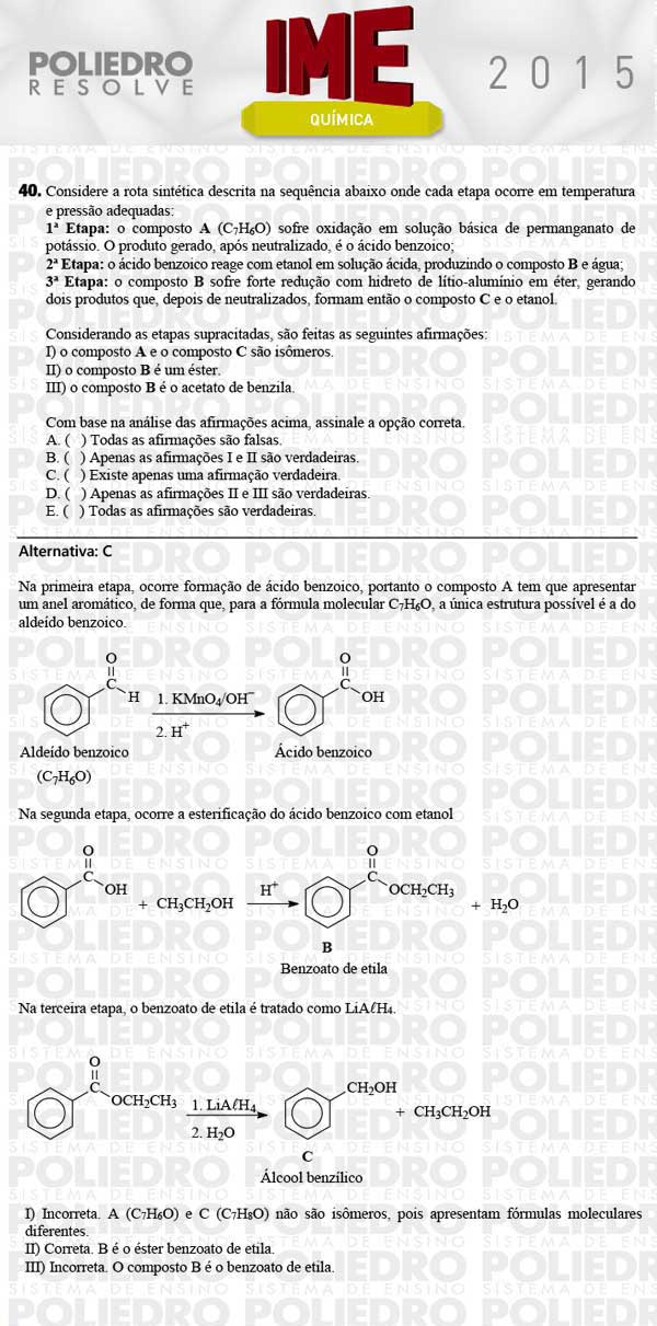 Questão 40 - Objetiva - IME 2015