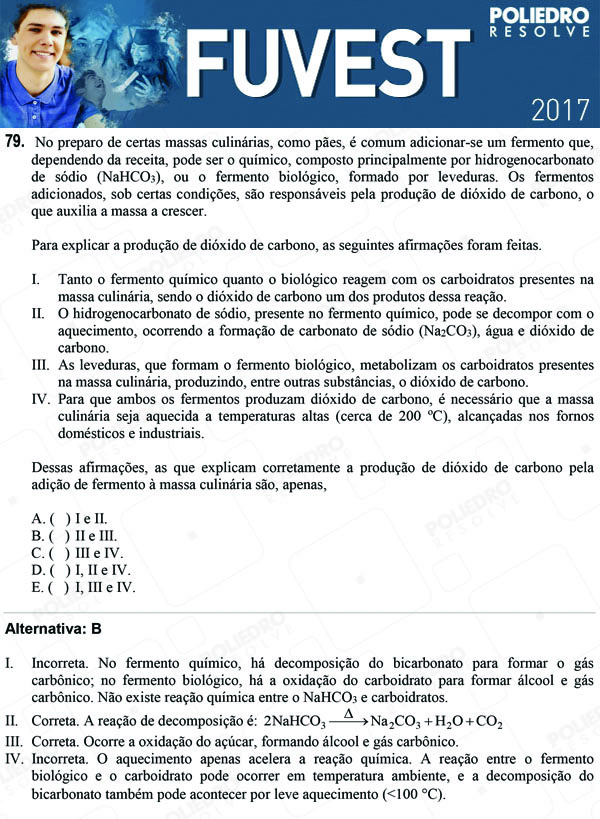 Questão 79 - 1ª Fase - FUVEST 2017