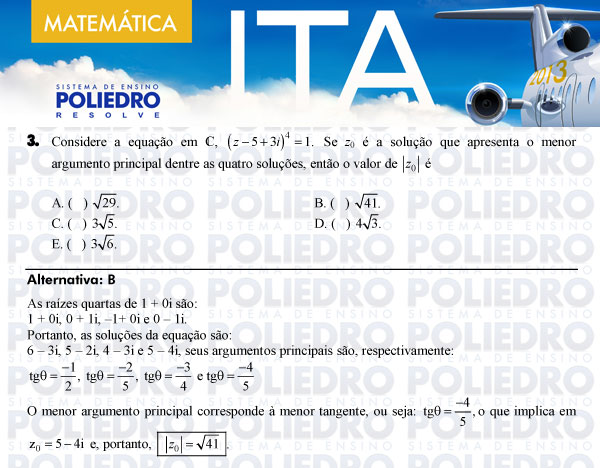 Questão 3 - Matemática - ITA 2013