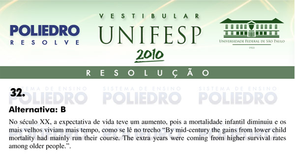 Questão 32 - Português e Inglês - UNIFESP 2010