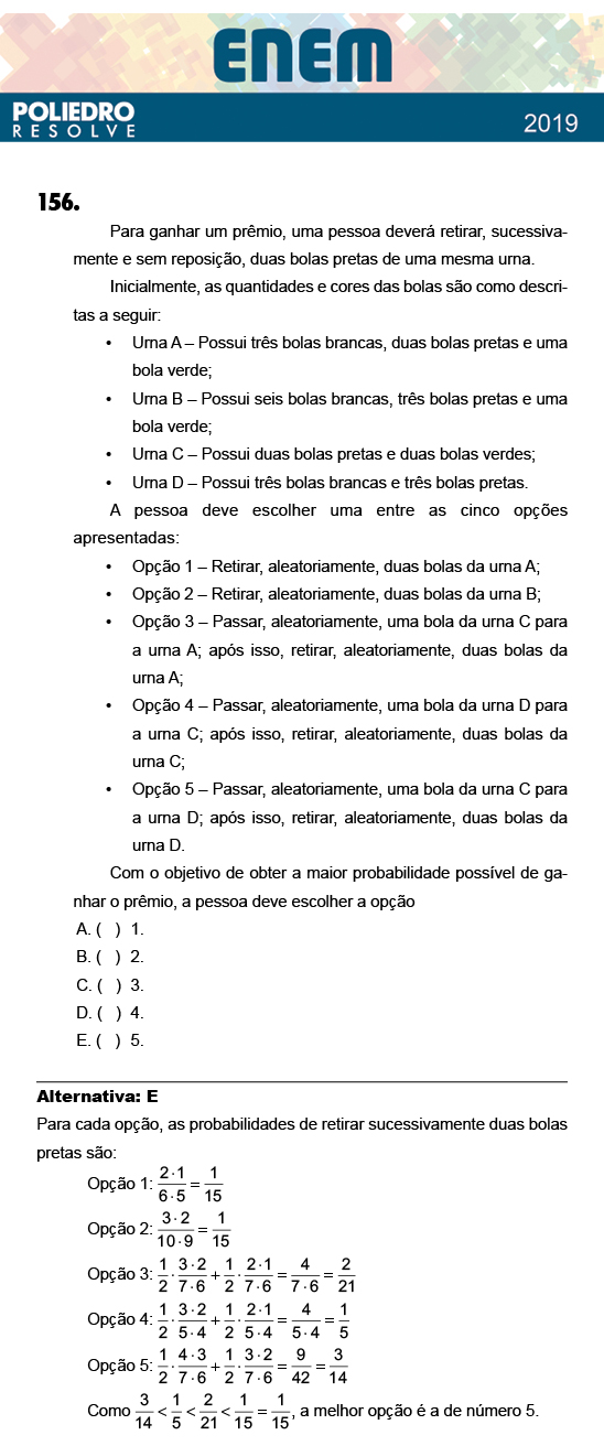 Questão 156 - 2º Dia - Prova ROSA - ENEM 2018