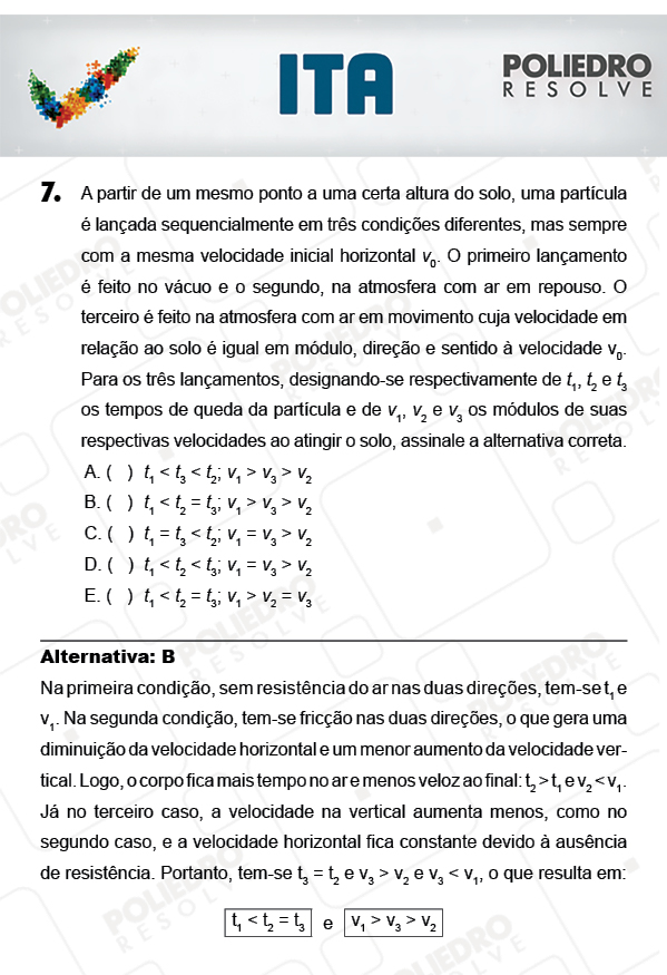 Questão 7 - Física - ITA 2018