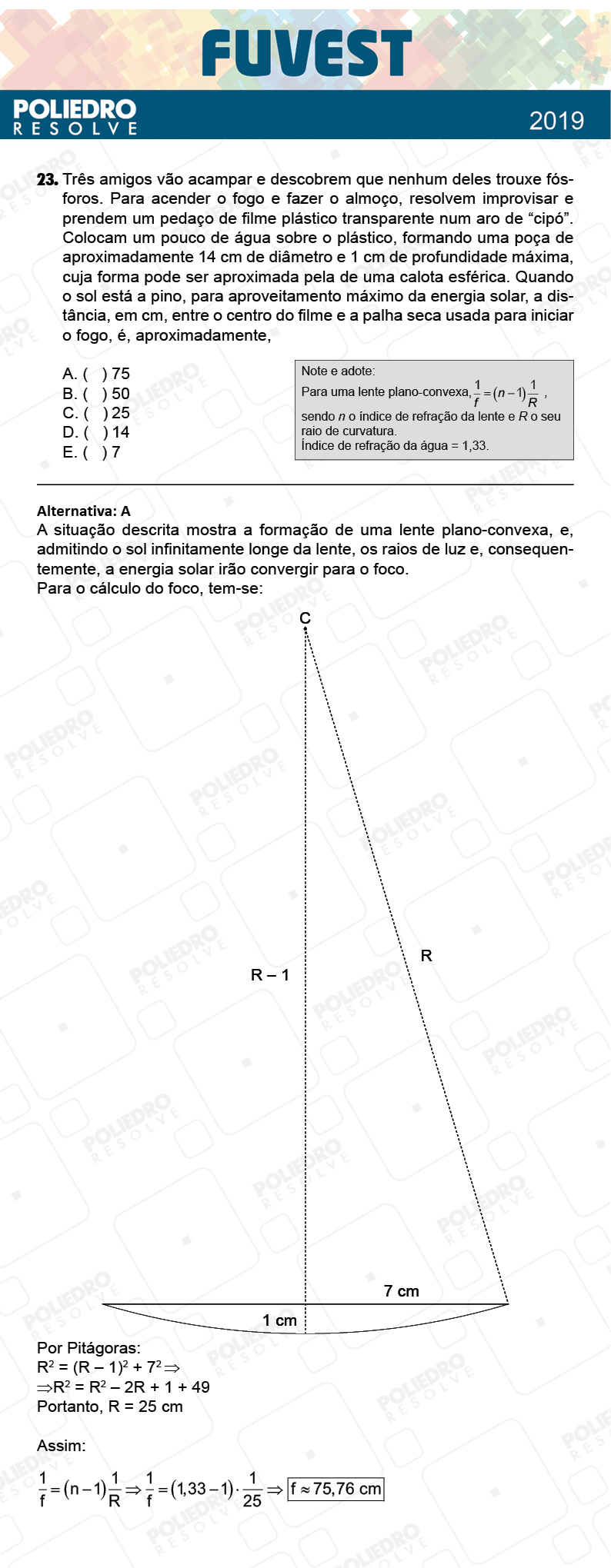 Questão 23 - 1ª Fase - Prova V - FUVEST 2019