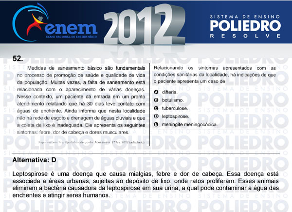 Questão 52 - Sábado (Prova azul) - ENEM 2012