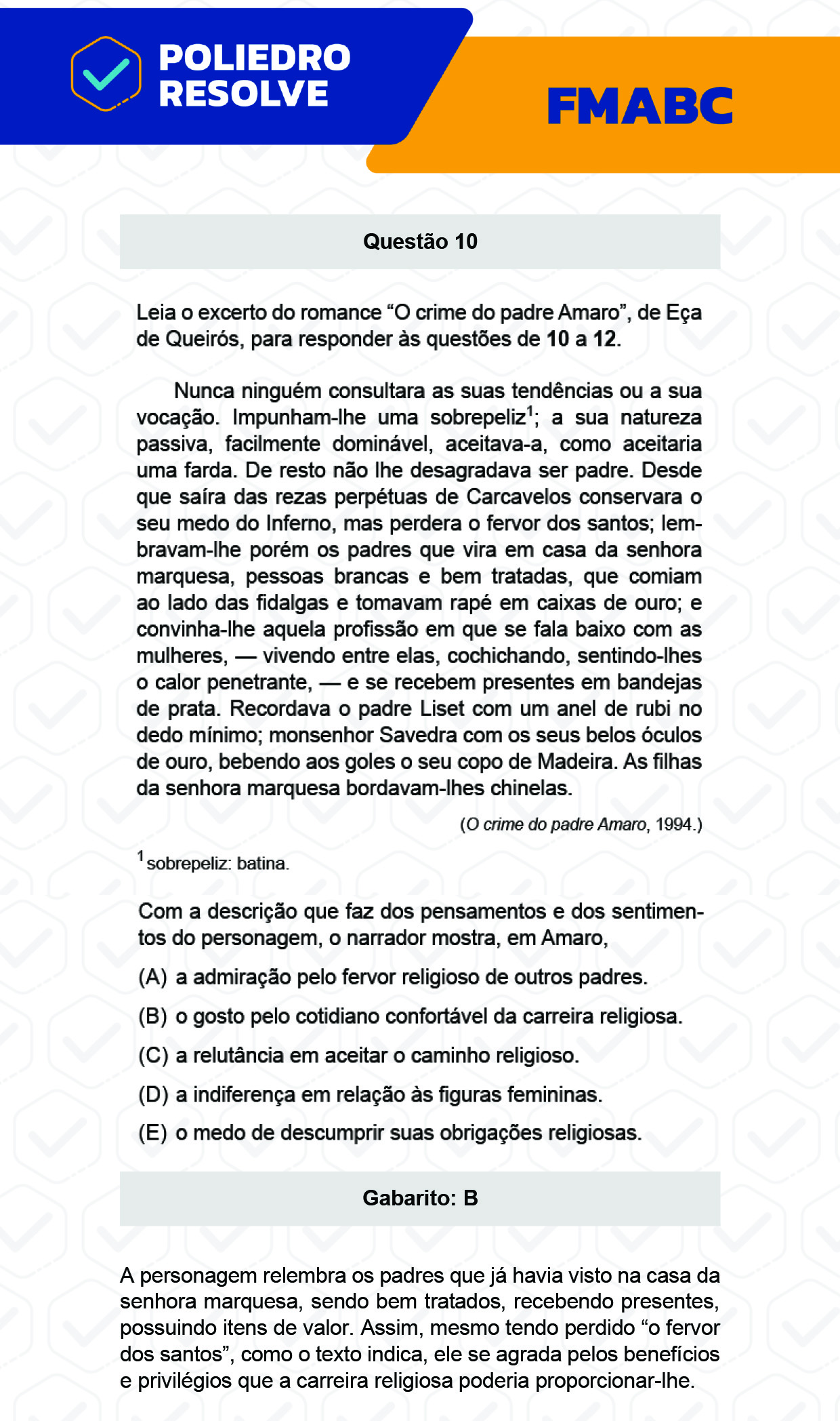 Questão 10 - Fase única - FMABC 2023