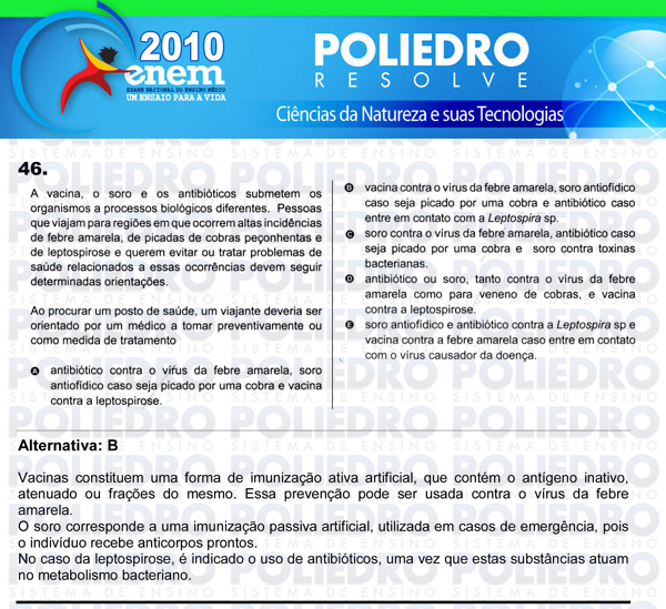 Questão 46 - Sábado (Prova azul) - ENEM 2010