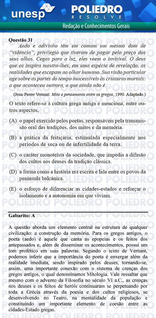 Questão 31 - 1ª Fase - UNESP 2012