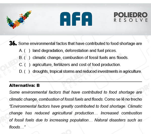 Questão 36 - Prova Modelo A - AFA 2018