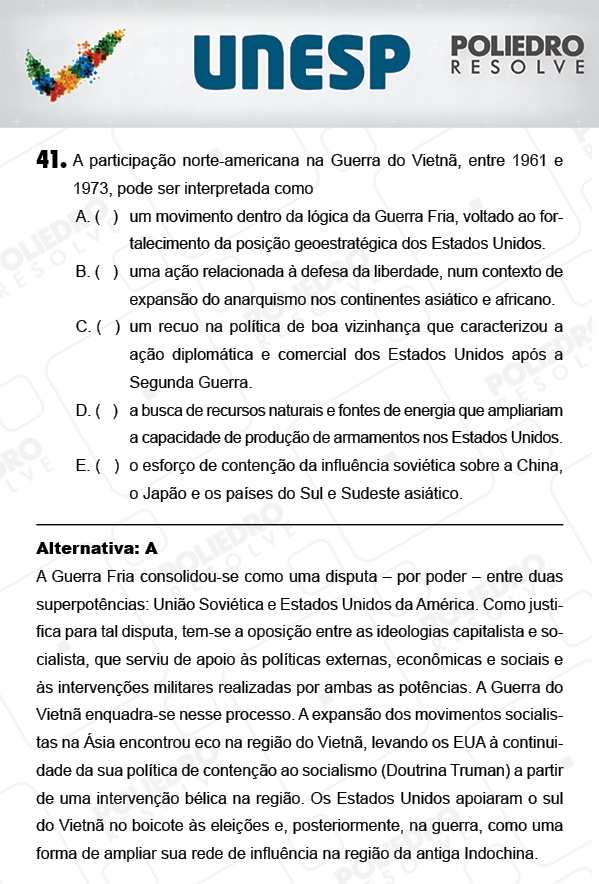 Questão 41 - 1ª Fase - PROVA 4 - UNESP 2018