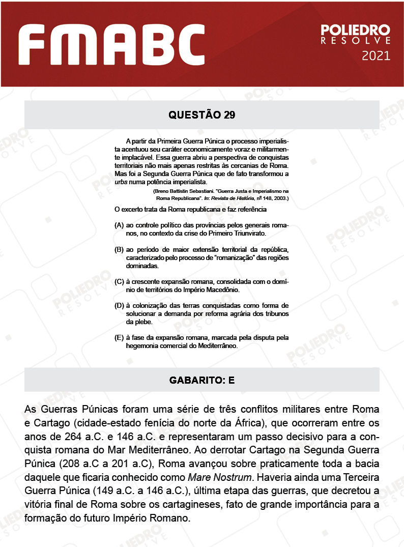 Questão 29 - Fase única - FMABC 2021