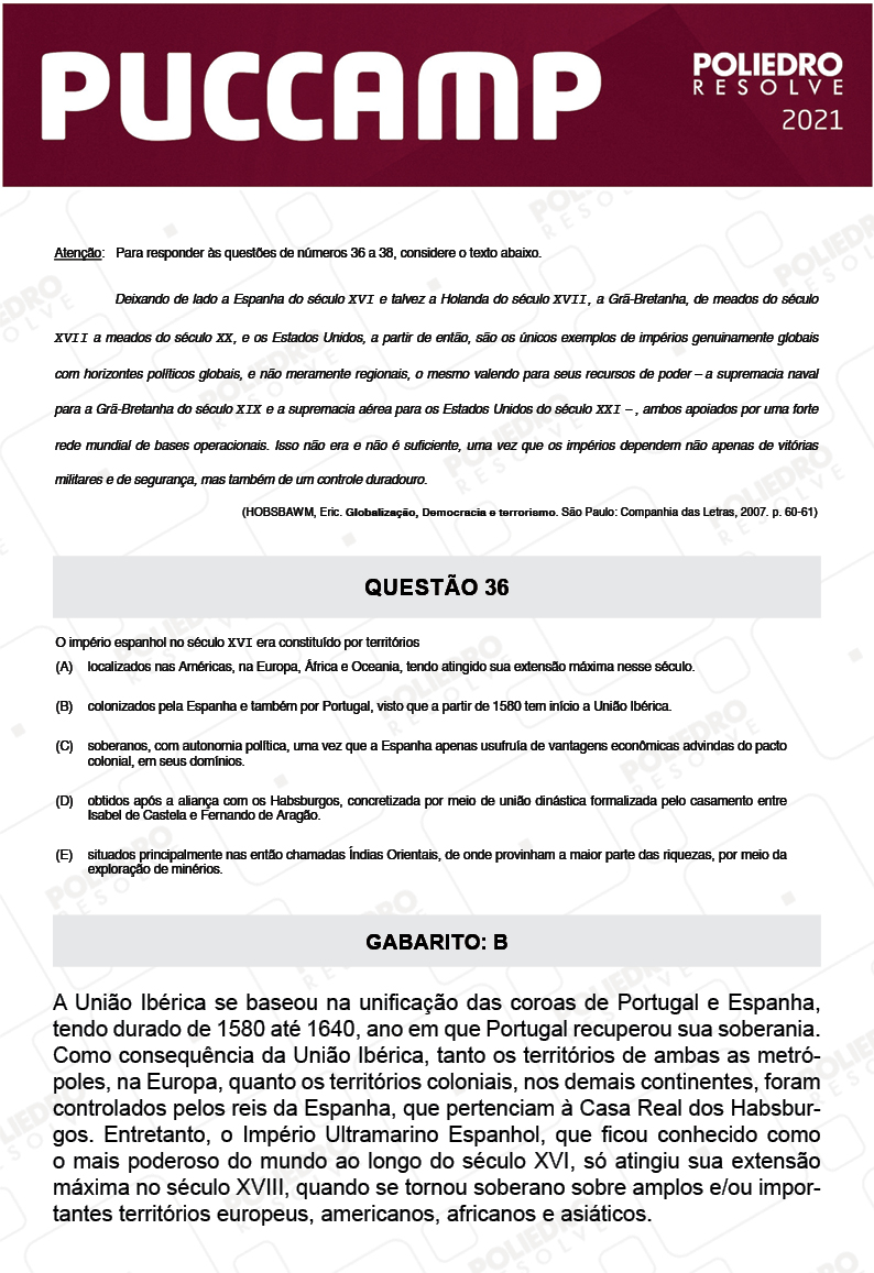 Questão 36 - Demais Cursos - PUC-Campinas 2021