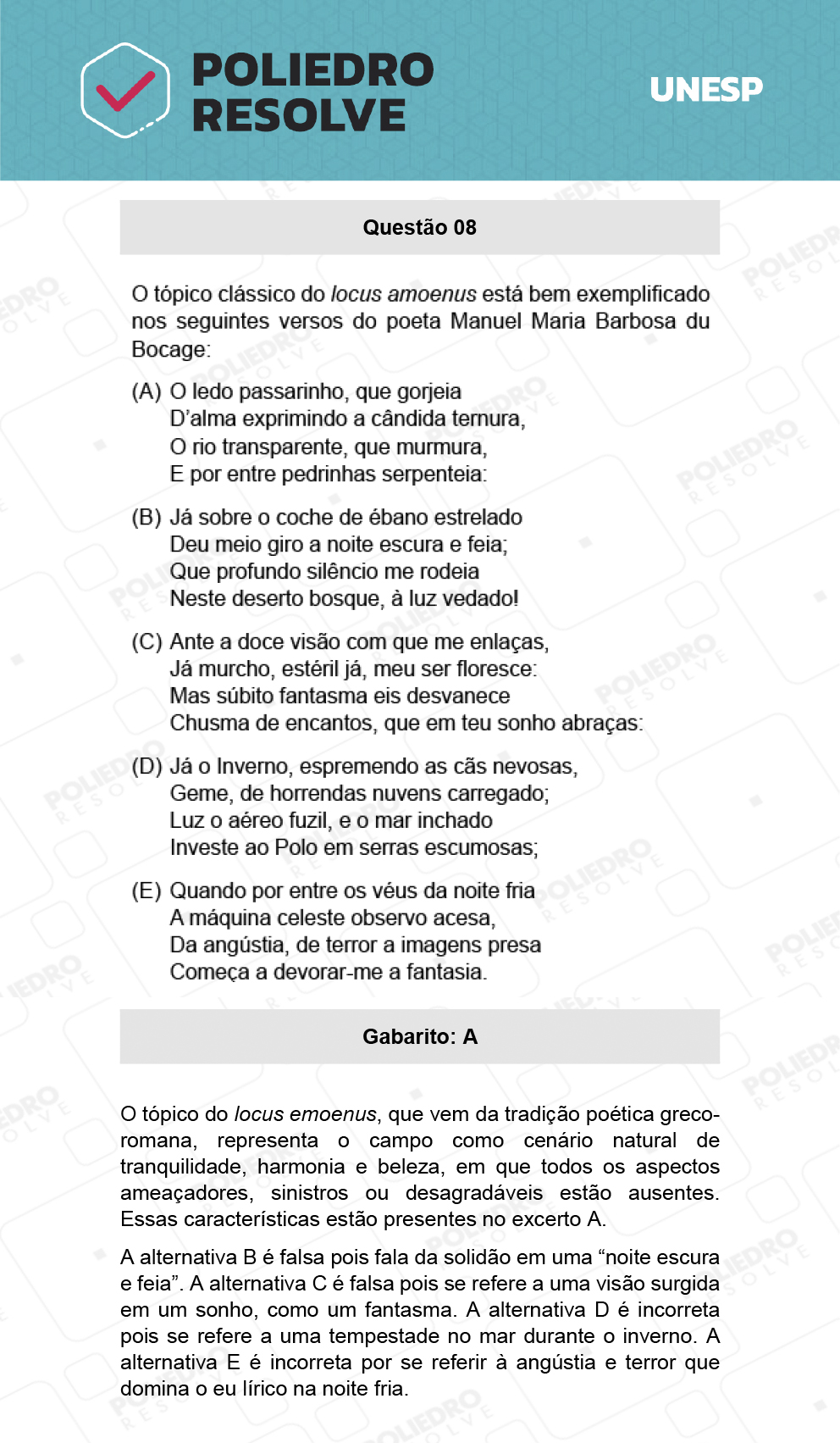 Questão 8 - 1ª Fase - Biológicas - UNESP 2022