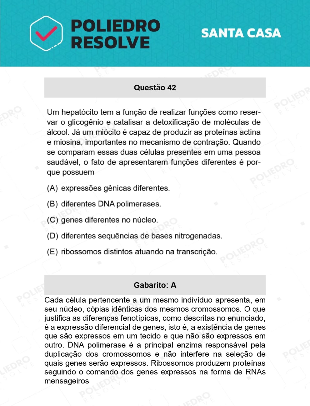 Questão 42 - 1º Dia - SANTA CASA 2022