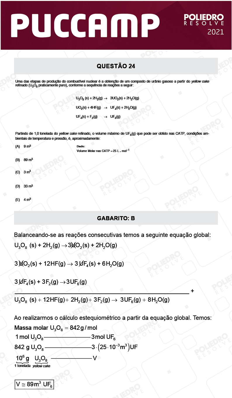 Questão 24 - MEDICINA - PUC-Campinas 2021