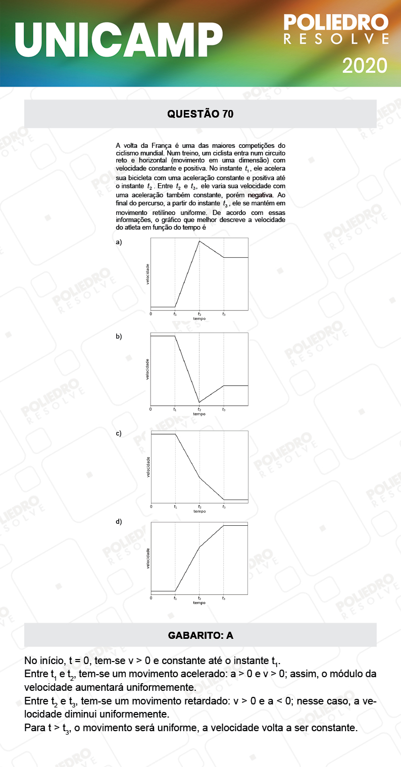 Questão 70 - 1ª Fase - Prova Q e X - UNICAMP 2020