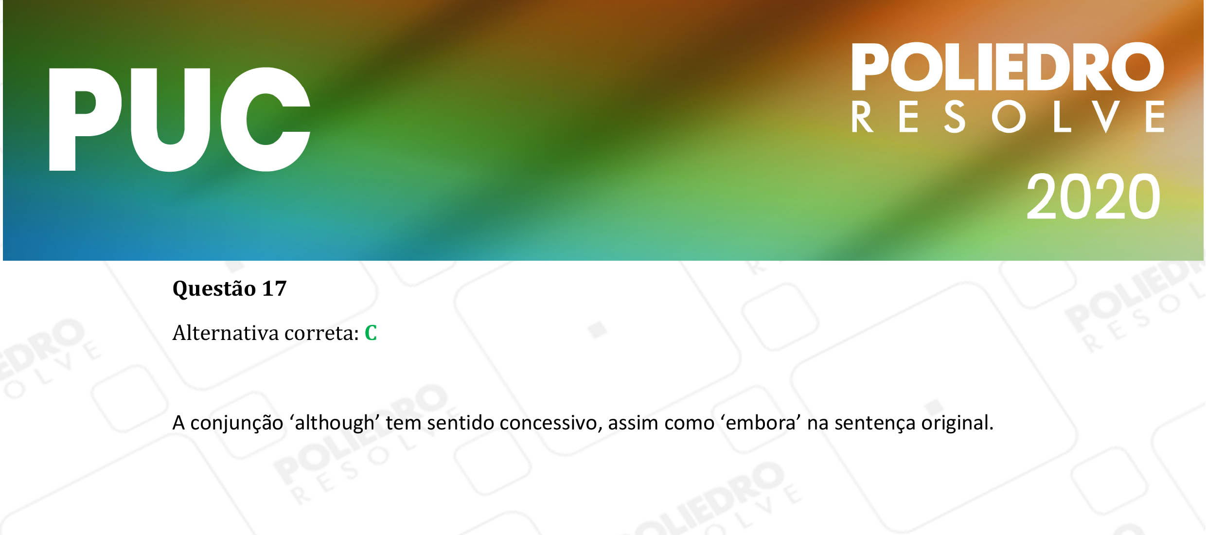 Questão 17 - 1ª Fase - PUC-Campinas 2020