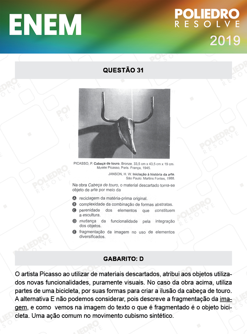 Questão 31 - 1º DIA - PROVA AZUL - ENEM 2019