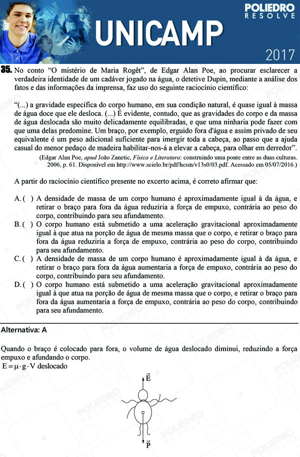 Questão 35 - 1ª Fase - UNICAMP 2017