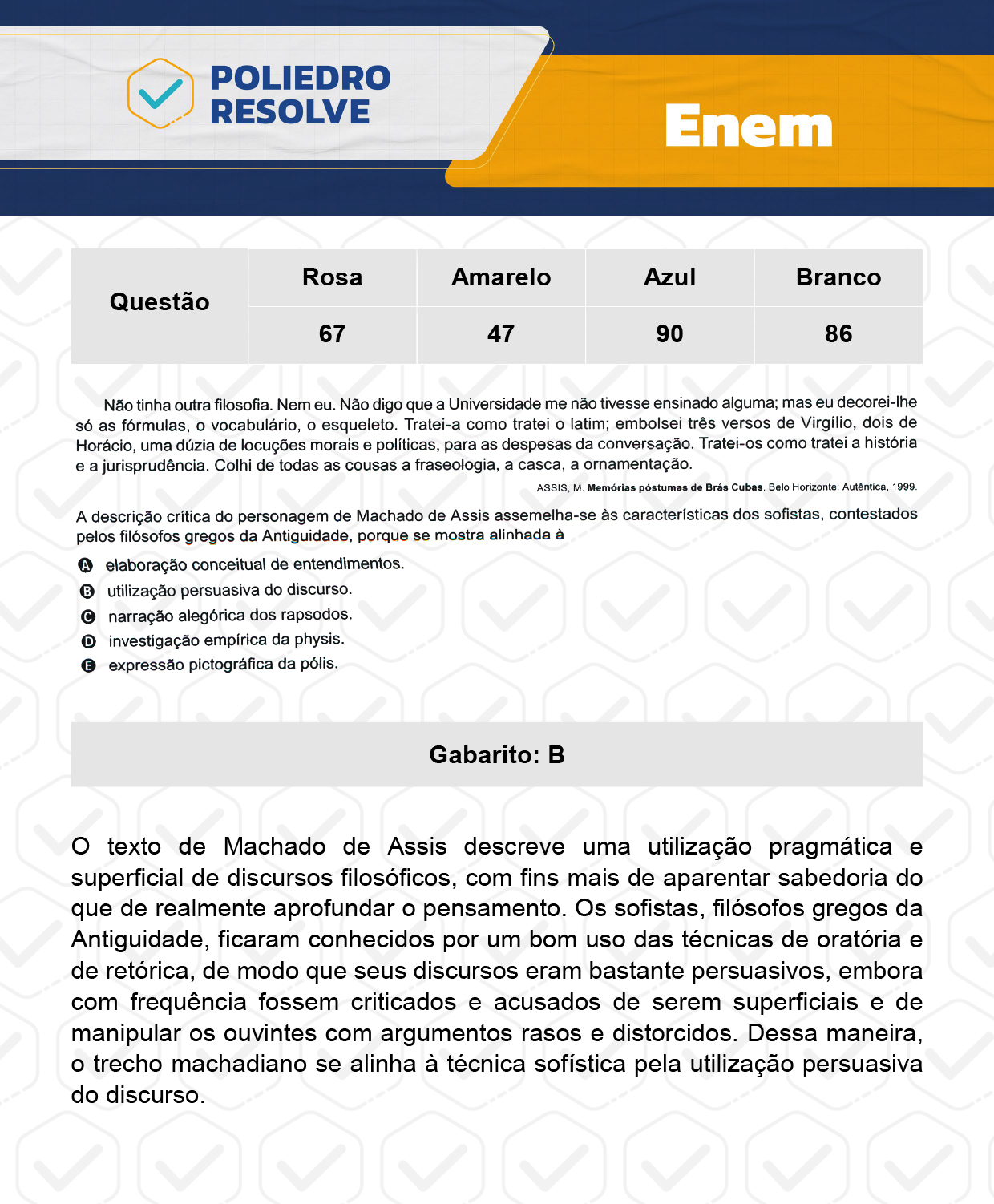 Questão 86 - Dia 1 - Prova Branca - Enem 2023