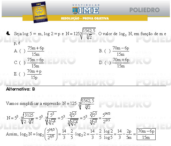 Questão 4 - Objetiva - IME 2009