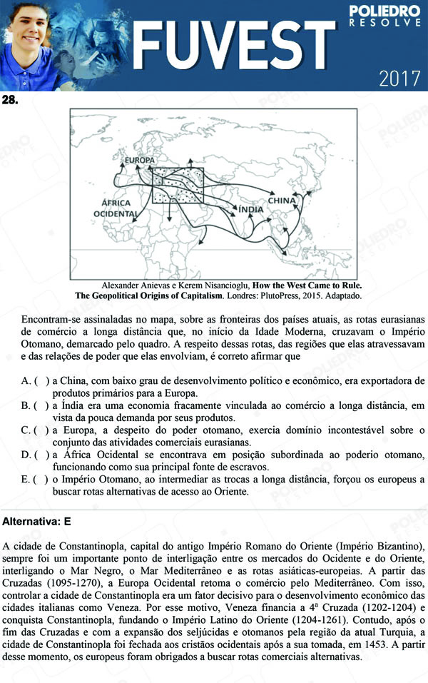 Questão 28 - 1ª Fase - FUVEST 2017