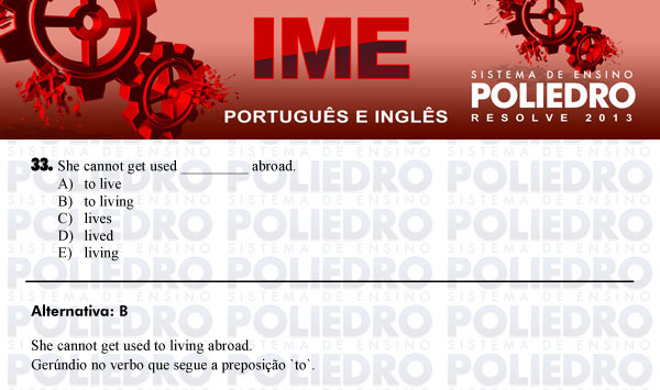 Questão 33 - Português e Inglês - IME 2013