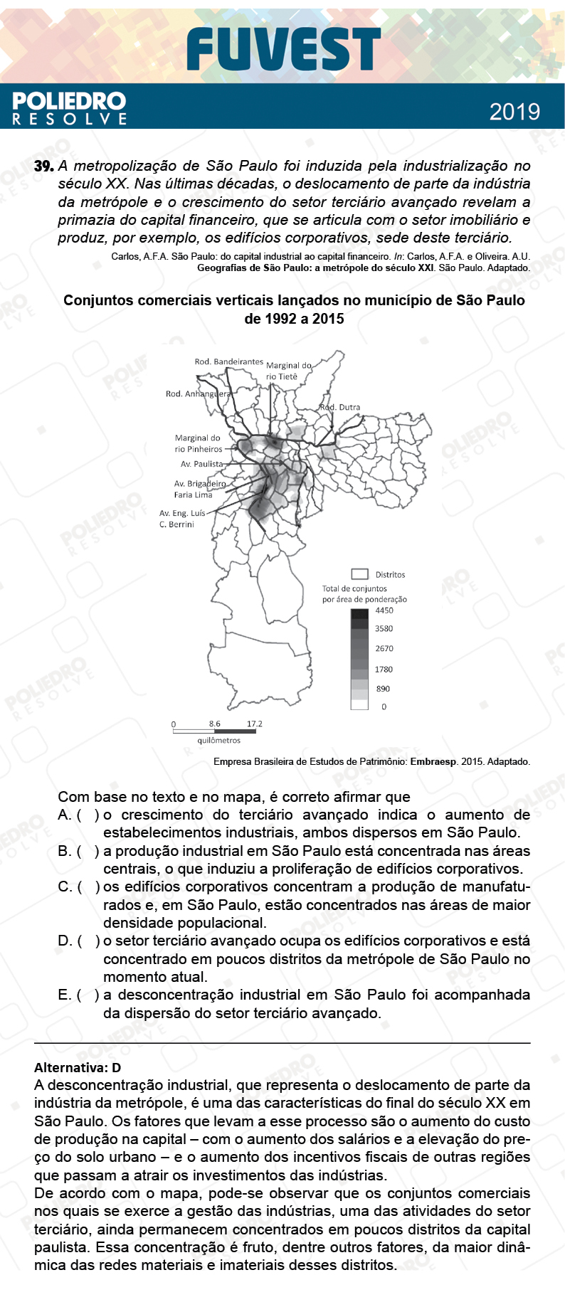 Questão 39 - 1ª Fase - Prova Z - FUVEST 2019