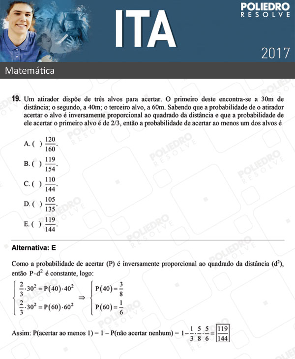 Questão 19 - Matemática - ITA 2017