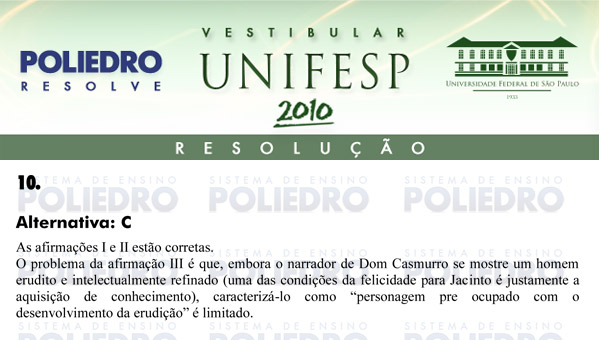 Questão 10 - Português e Inglês - UNIFESP 2010