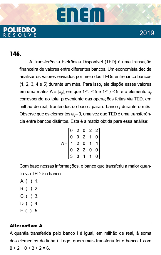 Questão 146 - 2º Dia - Prova ROSA - ENEM 2018