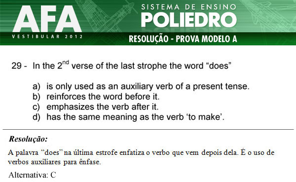 Questão 29 - Prova Modelo A - AFA 2012