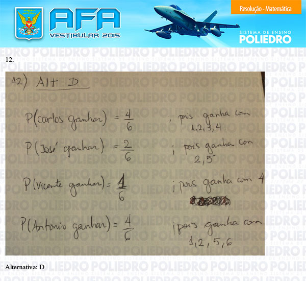 Questão 12 - Prova Modelo B - AFA 2015