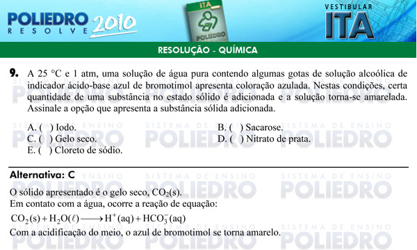 Questão 9 - Química - ITA 2010