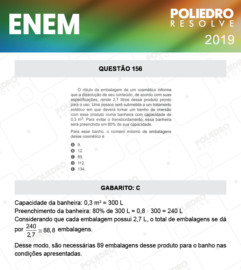 Questão 156 - 2º DIA - PROVA ROSA - ENEM 2019