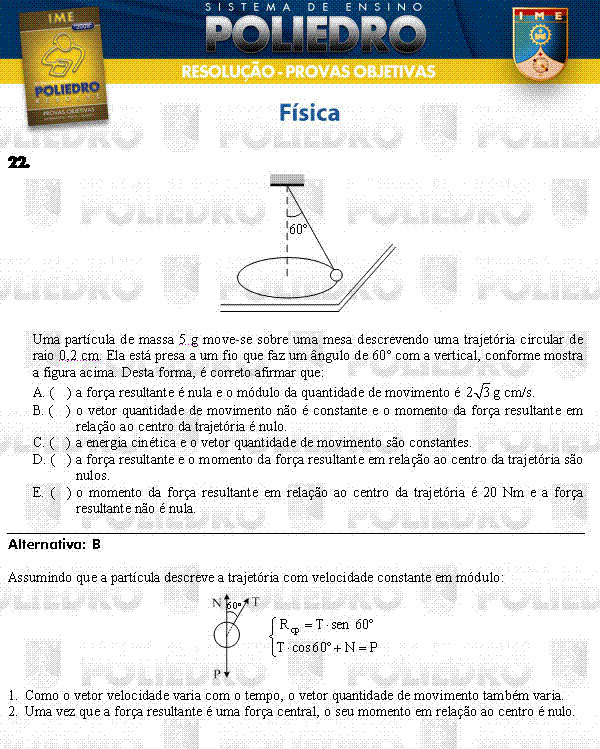 Questão 22 - Objetivas - IME 2008