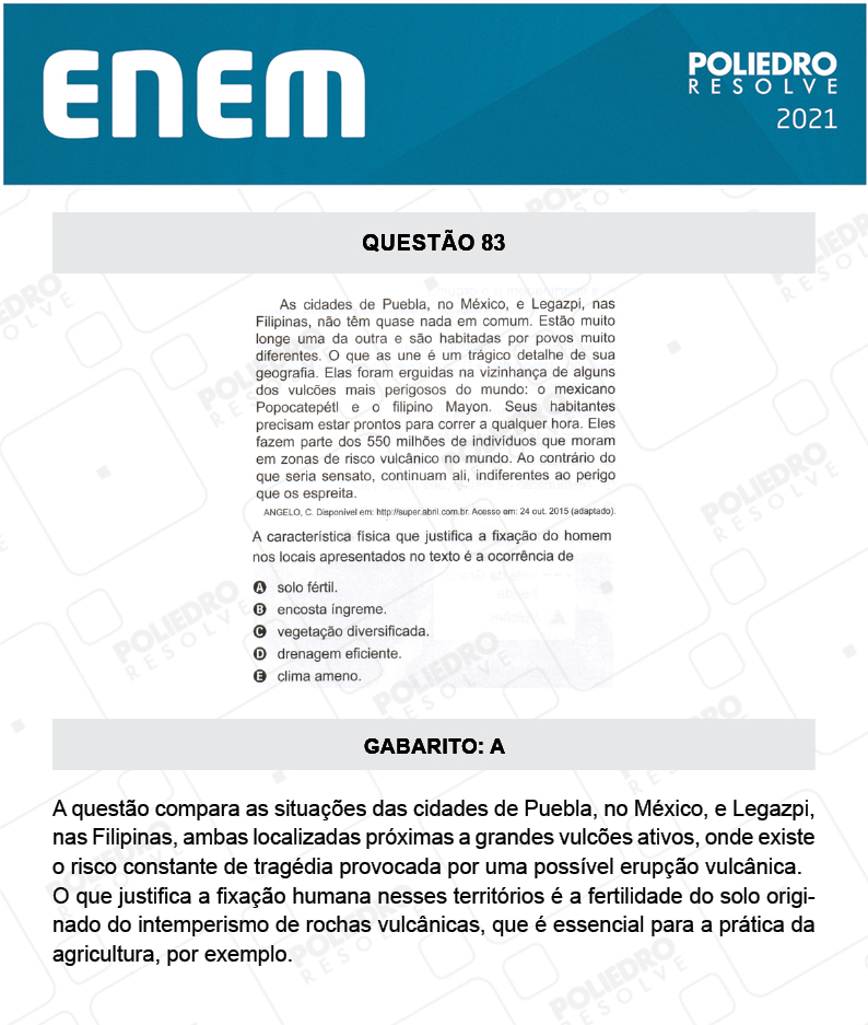 Questão 83 - 1º DIA - Prova Amarela - ENEM 2020