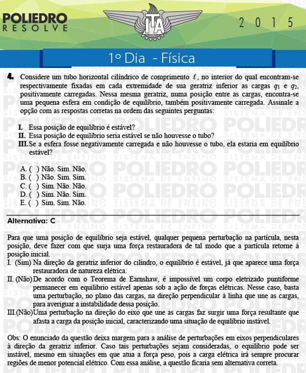 Questão 4 - Física - ITA 2015